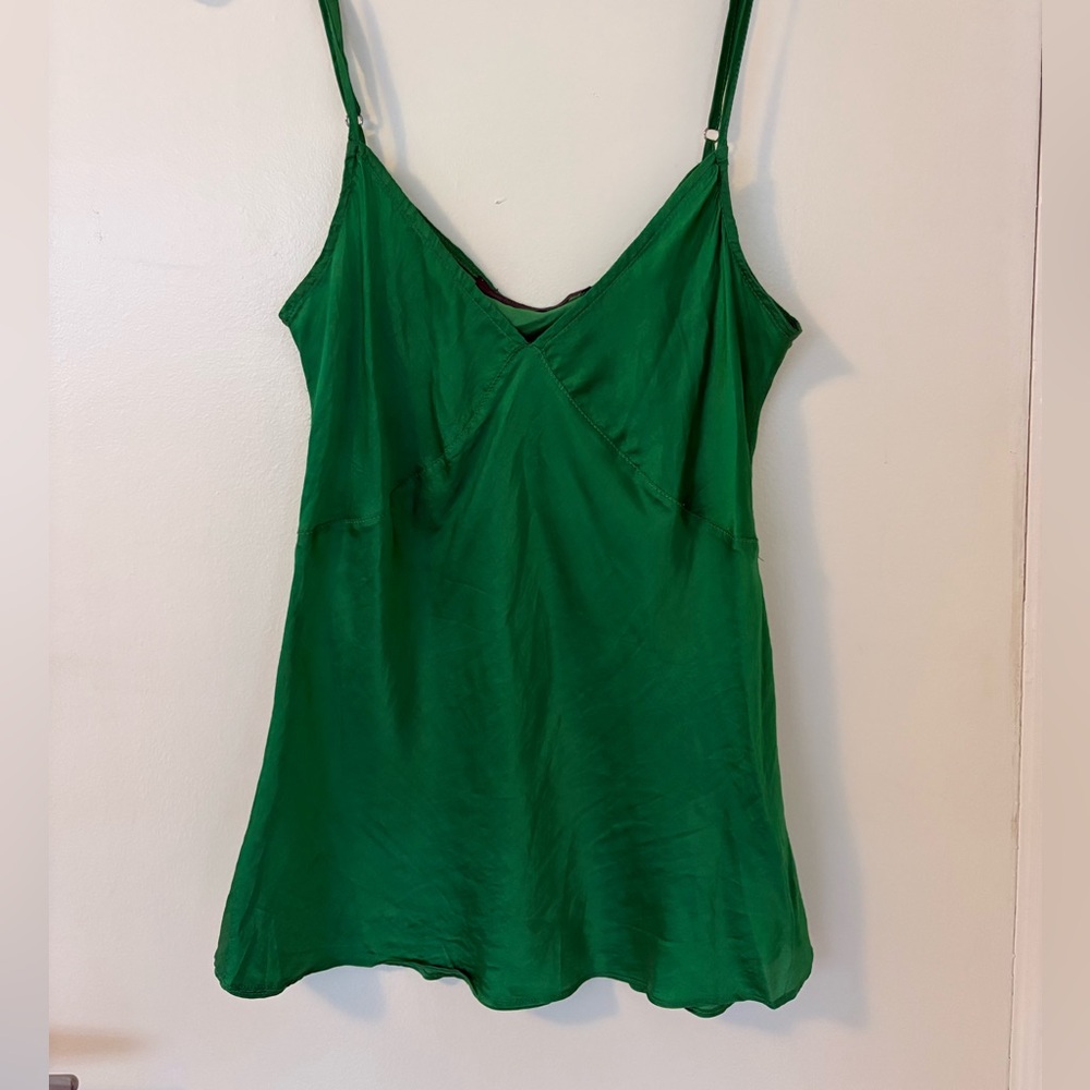Emerald Satin V-Neck Slip Camisole